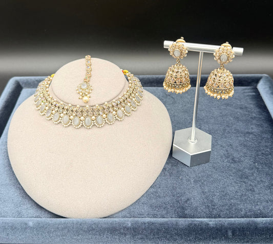 Kundan Choker Set with Jhumka Earrings