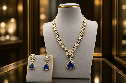 Yasa Polki and Onyx Pendant necklace Set