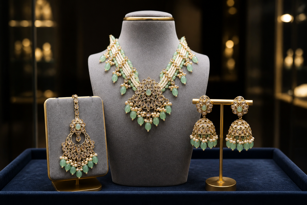 Ruban Faux Kundan Choker Necklace Set