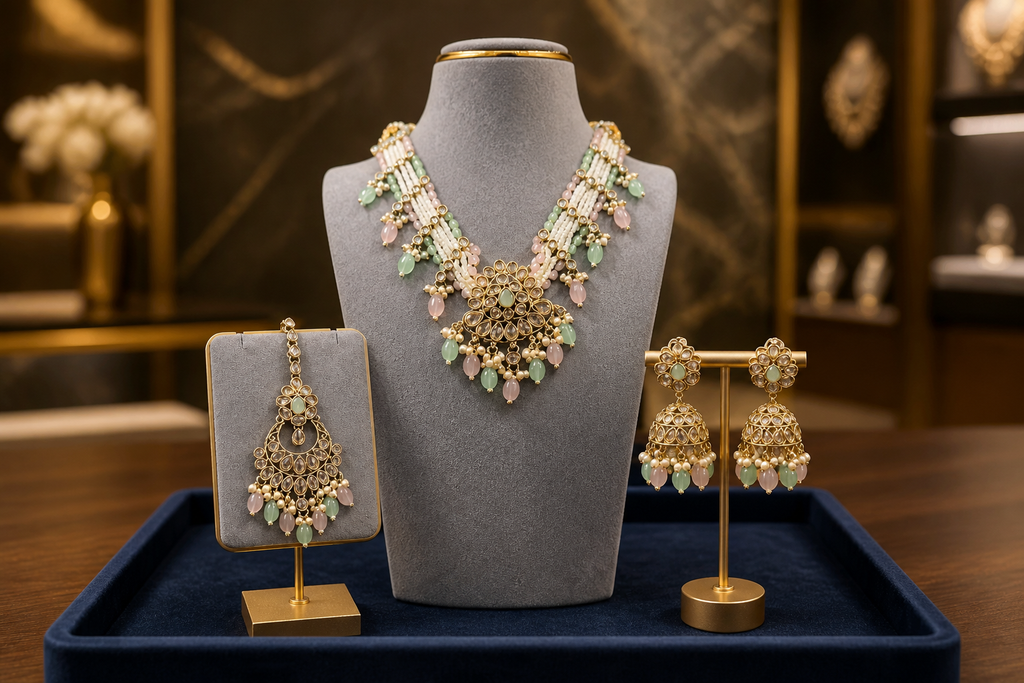 Ruban Faux Kundan Choker Necklace Set