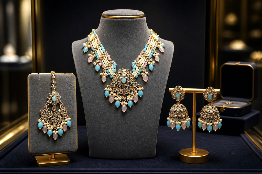 Ruban Faux Kundan Choker Necklace Set