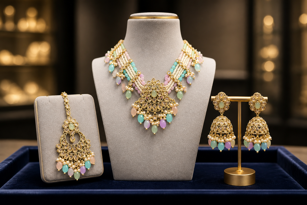 Ruban Faux Kundan Choker Necklace Set