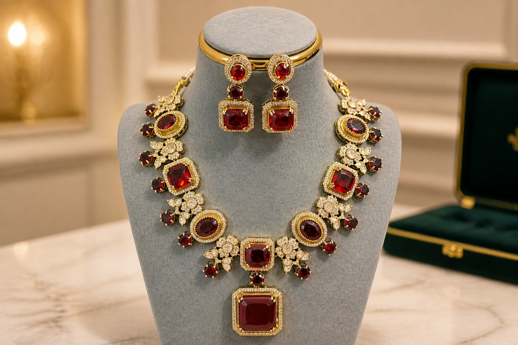 Crystal and Gemstone Statement Necklace Set