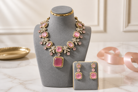 Crystal and Gemstone Statement Necklace Set