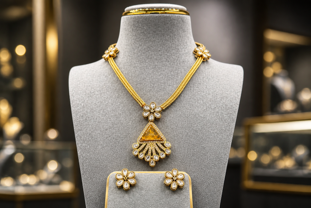 Gold-Tone Kundan Pendant Necklace Set