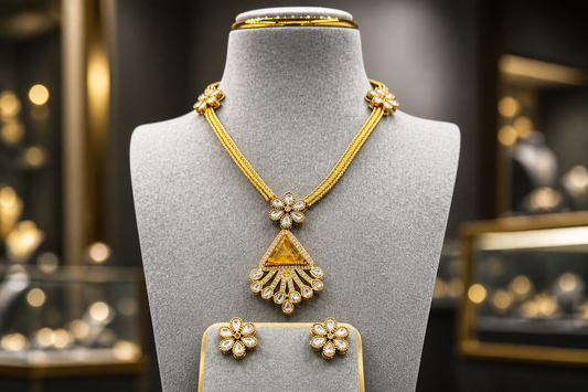 Gold-Tone Kundan Pendant Necklace Set