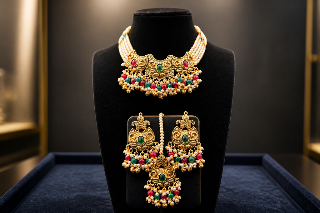 Kundan Pearl Choker Set