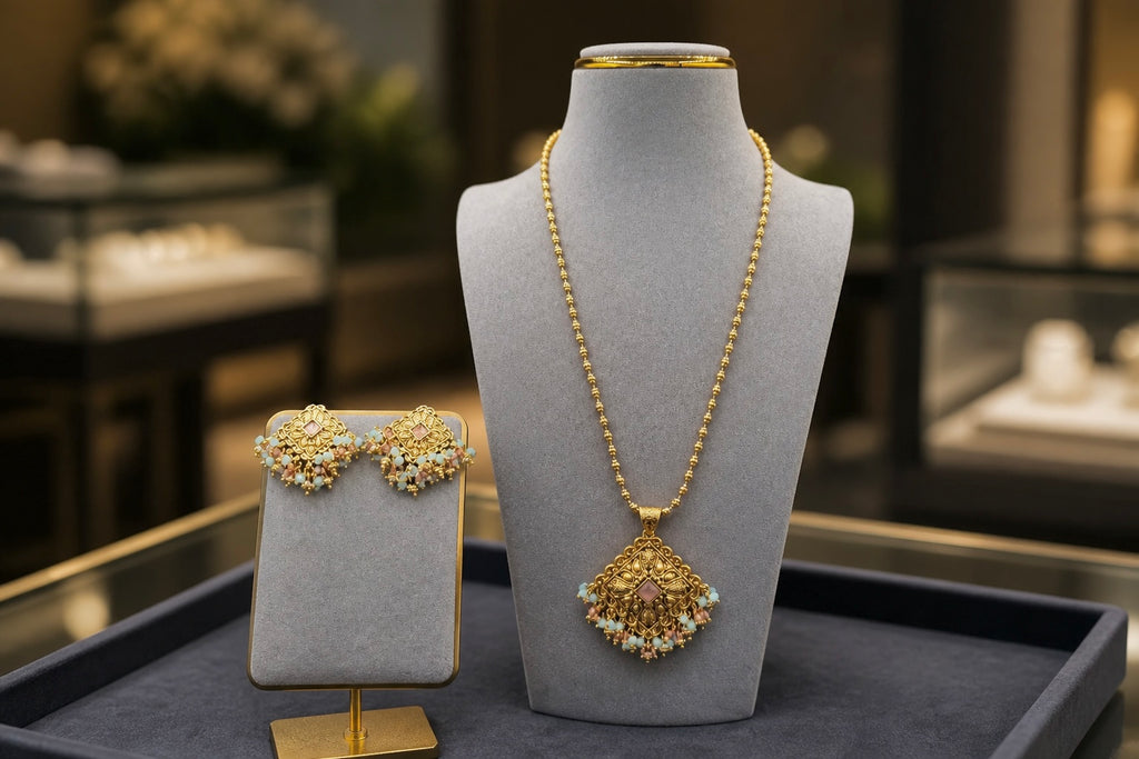Antique Long Pendant Necklace Set