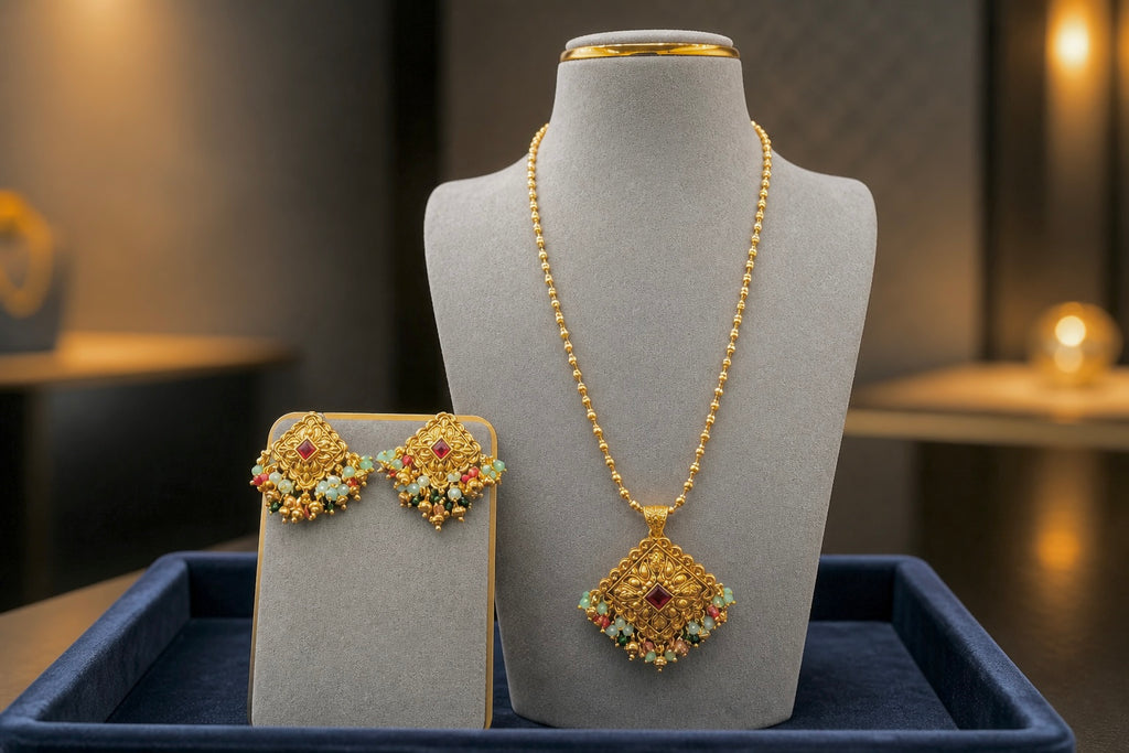 Antique Long Pendant Necklace Set
