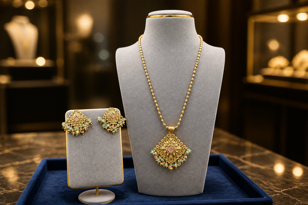 Antique Long Pendant Necklace Set